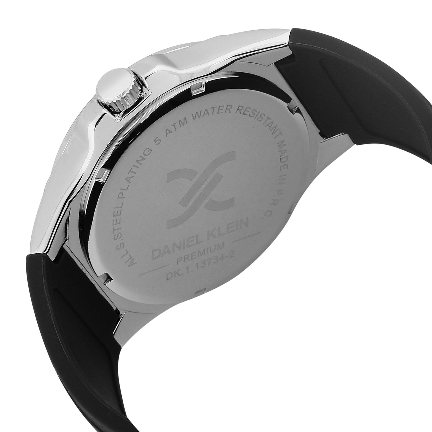 Daniel Klein Premium Date Window Black Dial and Silicone Strap Silver Watch - DK.1.13734-1 Kiwi Watches