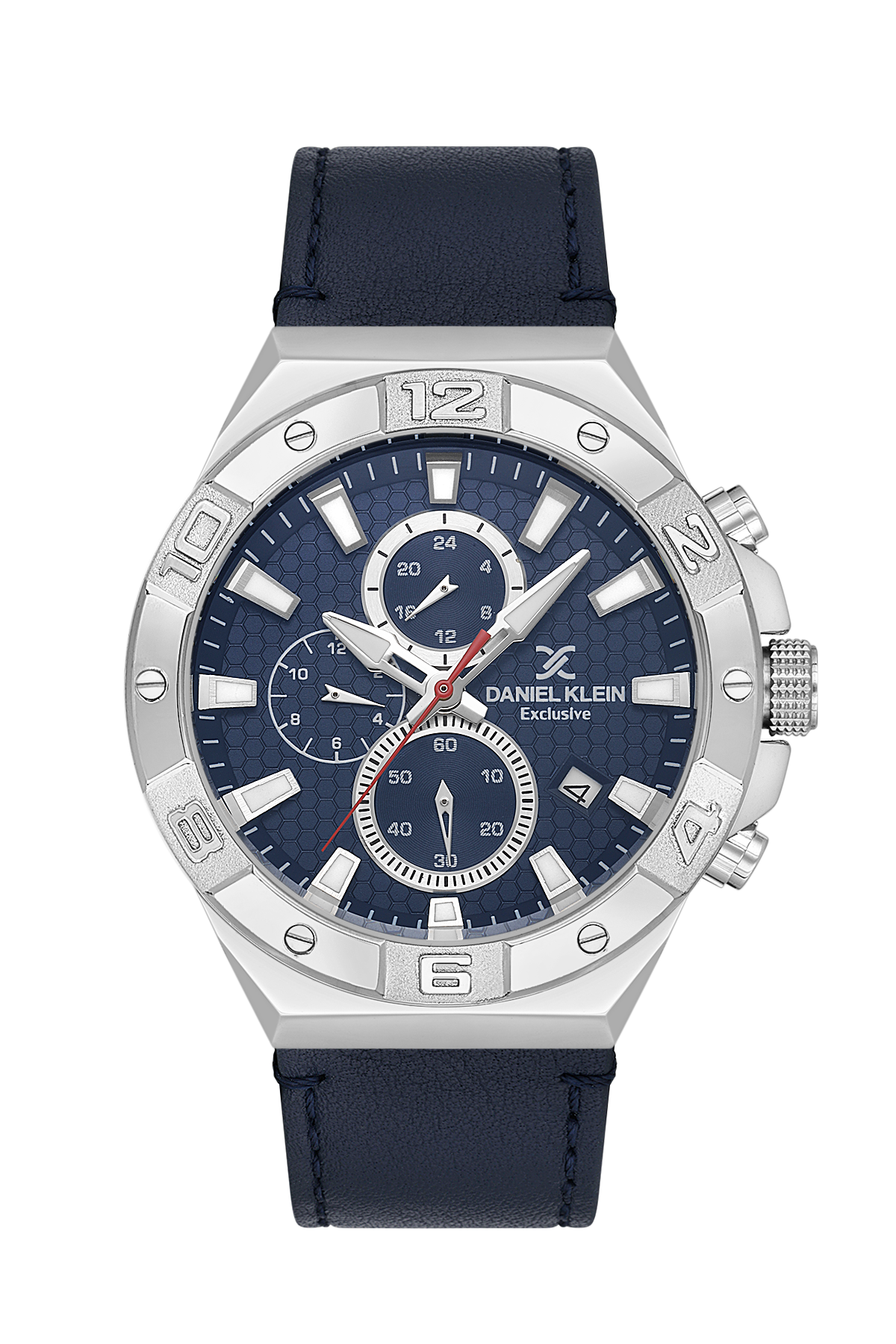 Daniel Klein Exclusive Chronograph Blue Dial and Genuine Leather Silver Watch - DK.1.13744-2 Kiwi Watches