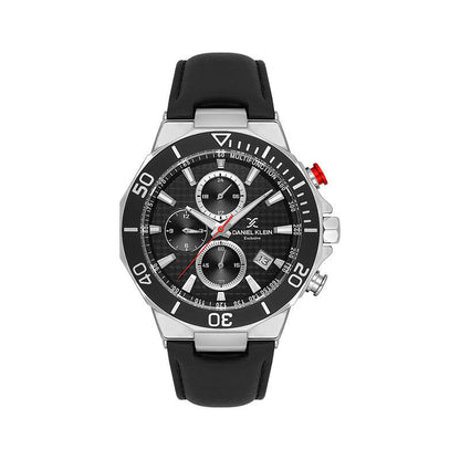 Daniel Klein Exclusive Multifunction Black Dial and Genuine Leathet Strap Silver Watch - DK.1.13841-1 Kiwi Watches