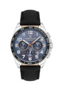 Daniel Klein Exclusive Chronograph Blue Dial Black Genuine Leather Silver Watch - DK.1.13843-3 Kiwi Watches