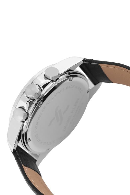 Daniel Klein Exclusive Chronograph Blue Dial Black Genuine Leather Silver Watch - DK.1.13843-3 Kiwi Watches