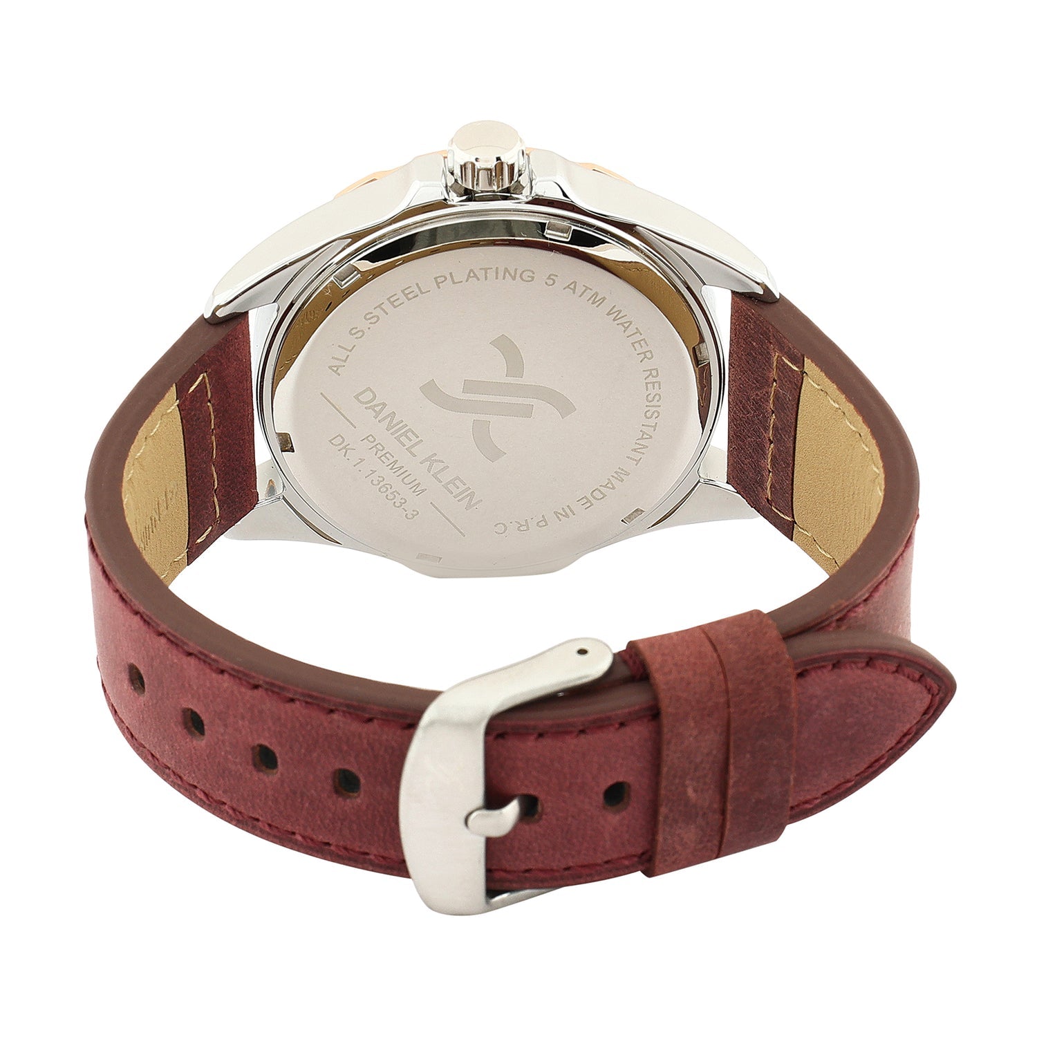 Daniel Klein Premium Date Window Grey Dial Brown Genuine Leather Strap Two Tone Watch - DK.1.13653-3 Kiwi Watches