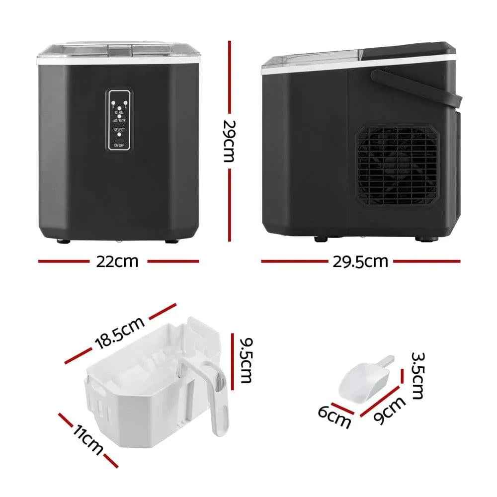 Devanti 12kg Ice Maker Machine 1.3L w/Scoop Holder Black