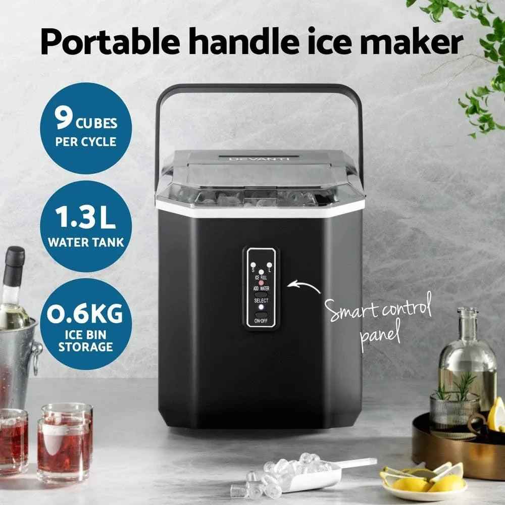 Devanti 12kg Ice Maker Machine 1.3L w/Scoop Holder Black