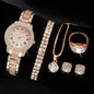 Luxury Women's Diamond Watch Set with Roman Numerals