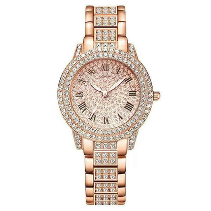 Luxury Women's Diamond Watch Set with Roman Numerals