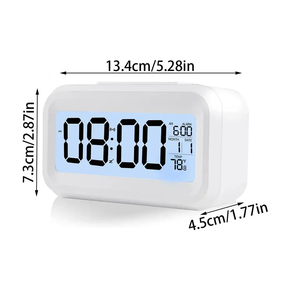 Digital Alarm Clock – Battery Operated with Indoor Temperature & Light Sensor Backlight (3 colors available) Habicare