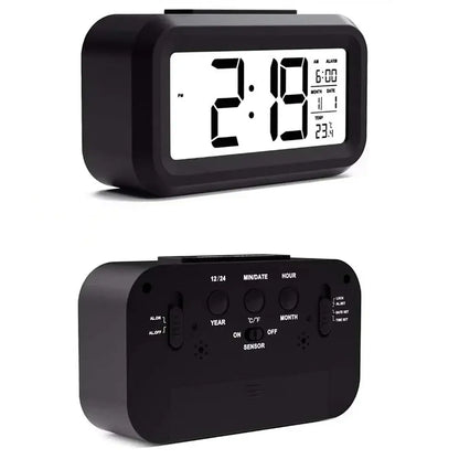 Digital Alarm Clock – Battery Operated with Indoor Temperature & Light Sensor Backlight (3 colors available) Habicare