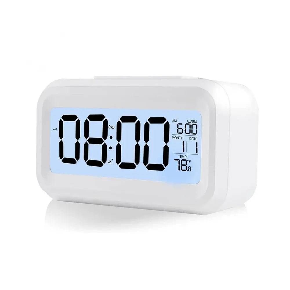 Digital Alarm Clock – Battery Operated with Indoor Temperature & Light Sensor Backlight (3 colors available) Habicare