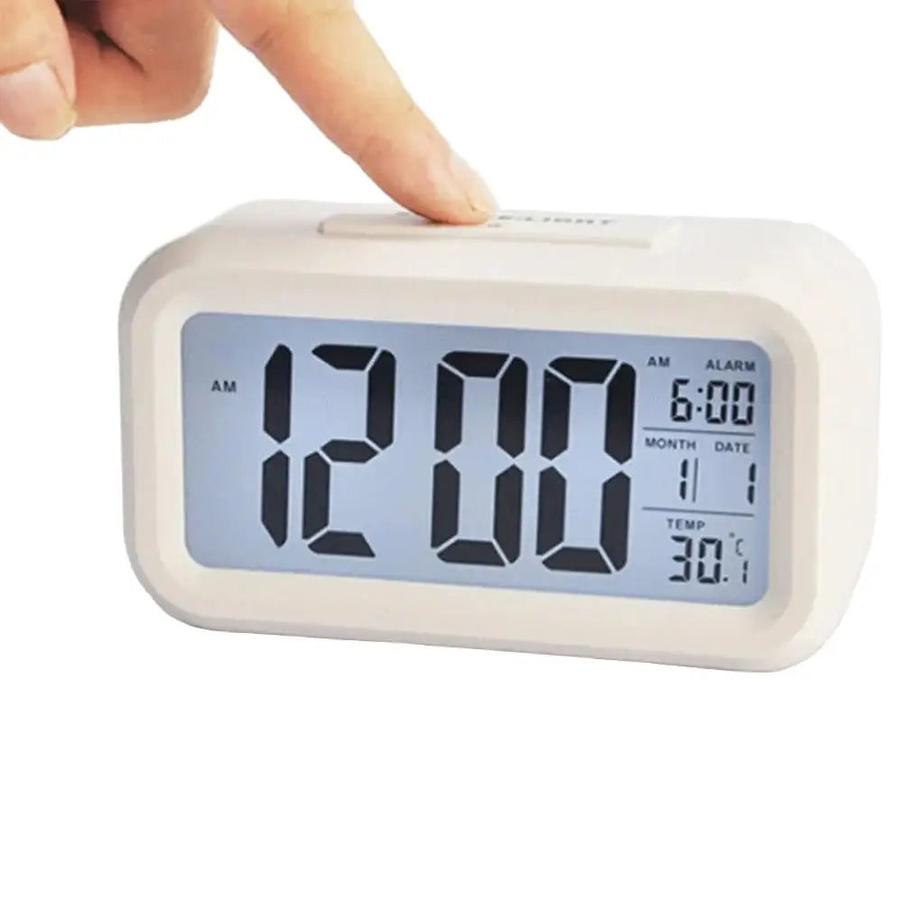 Digital Alarm Clock – Battery Operated with Indoor Temperature & Light Sensor Backlight (3 colors available) Habicare