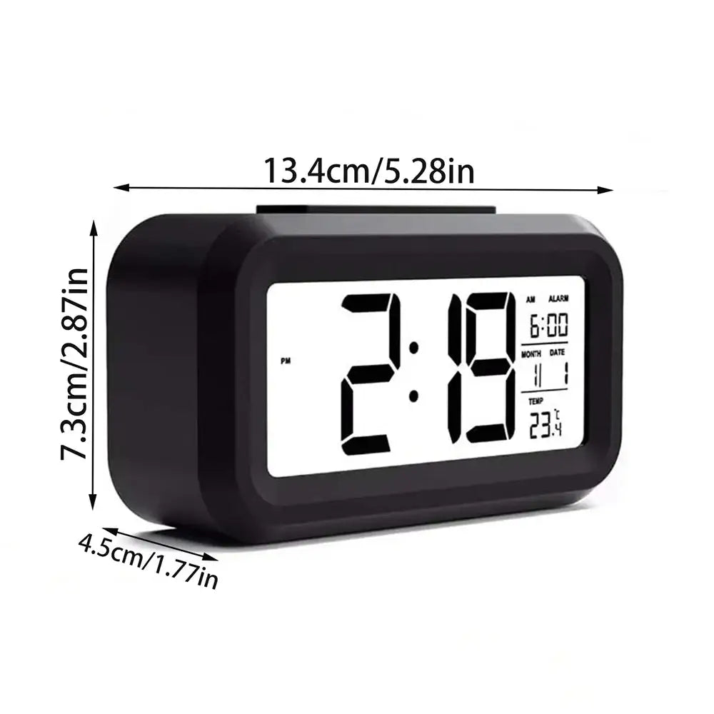 Digital Alarm Clock – Battery Operated with Indoor Temperature & Light Sensor Backlight (3 colors available) Habicare