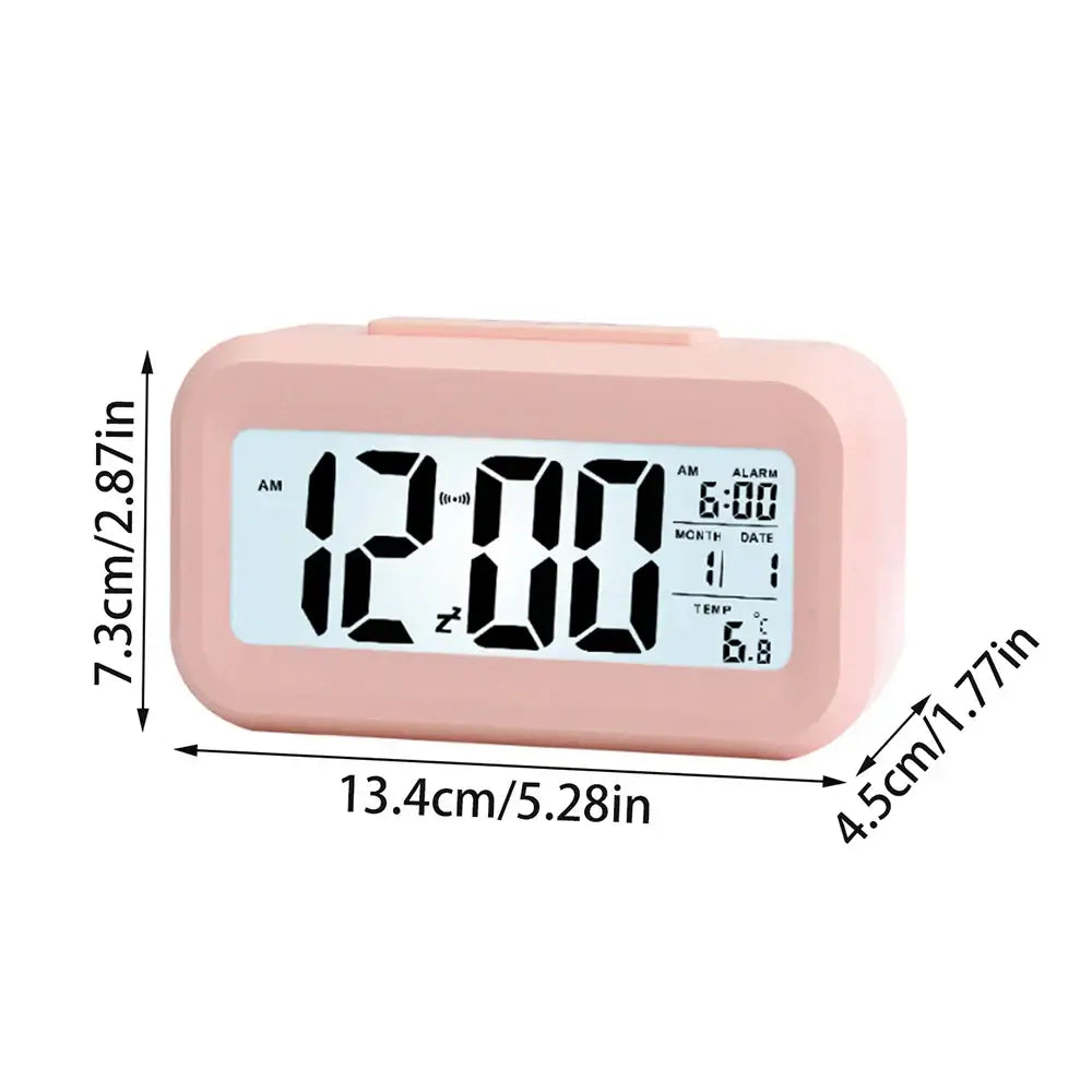 Digital Alarm Clock – Battery Operated with Indoor Temperature & Light Sensor Backlight (3 colors available) Habicare