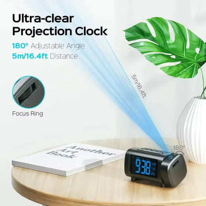Digital Projection Alarm Clock Radio Habicare