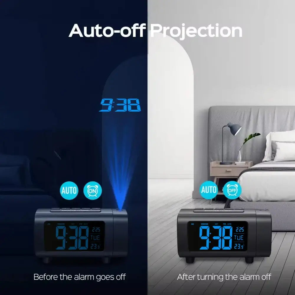 Digital Projection Alarm Clock Radio Habicare