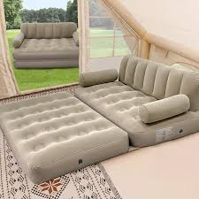 2-in-1 Inflatable Sofa Bed – Double Air Couch with High Backrest and Built-in Pump ECOTREK