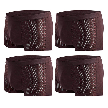Men's Modal Boxer Shorts — Breathable Mesh Mid-Waist Underwear | Single & 4-Pack