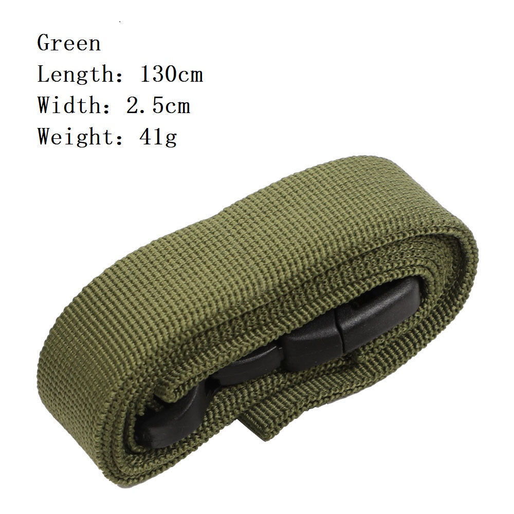 Green ECOTREK adjustable luggage straps, travel packing accessories, securely fasten suitcases for easy identification.