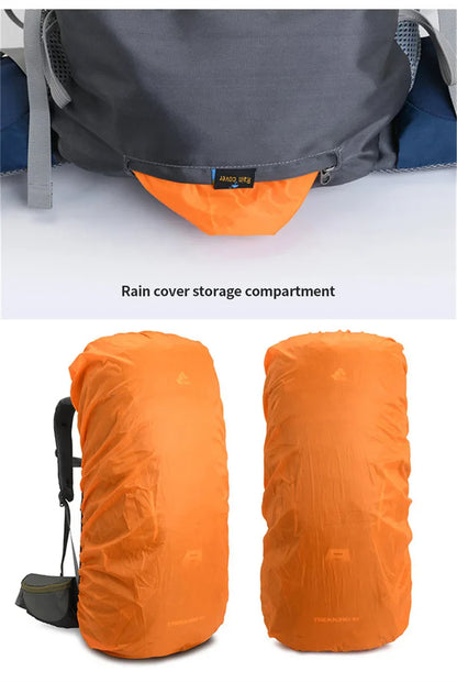 Black ECOTREK 60L camping backpack with multiple straps and compartments, suited for hiking, climbing, and mountaineering.