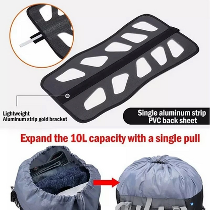 Black ECOTREK 60L camping backpack with multiple compartments, ideal for hiking, climbing, and mountaineering adventures.