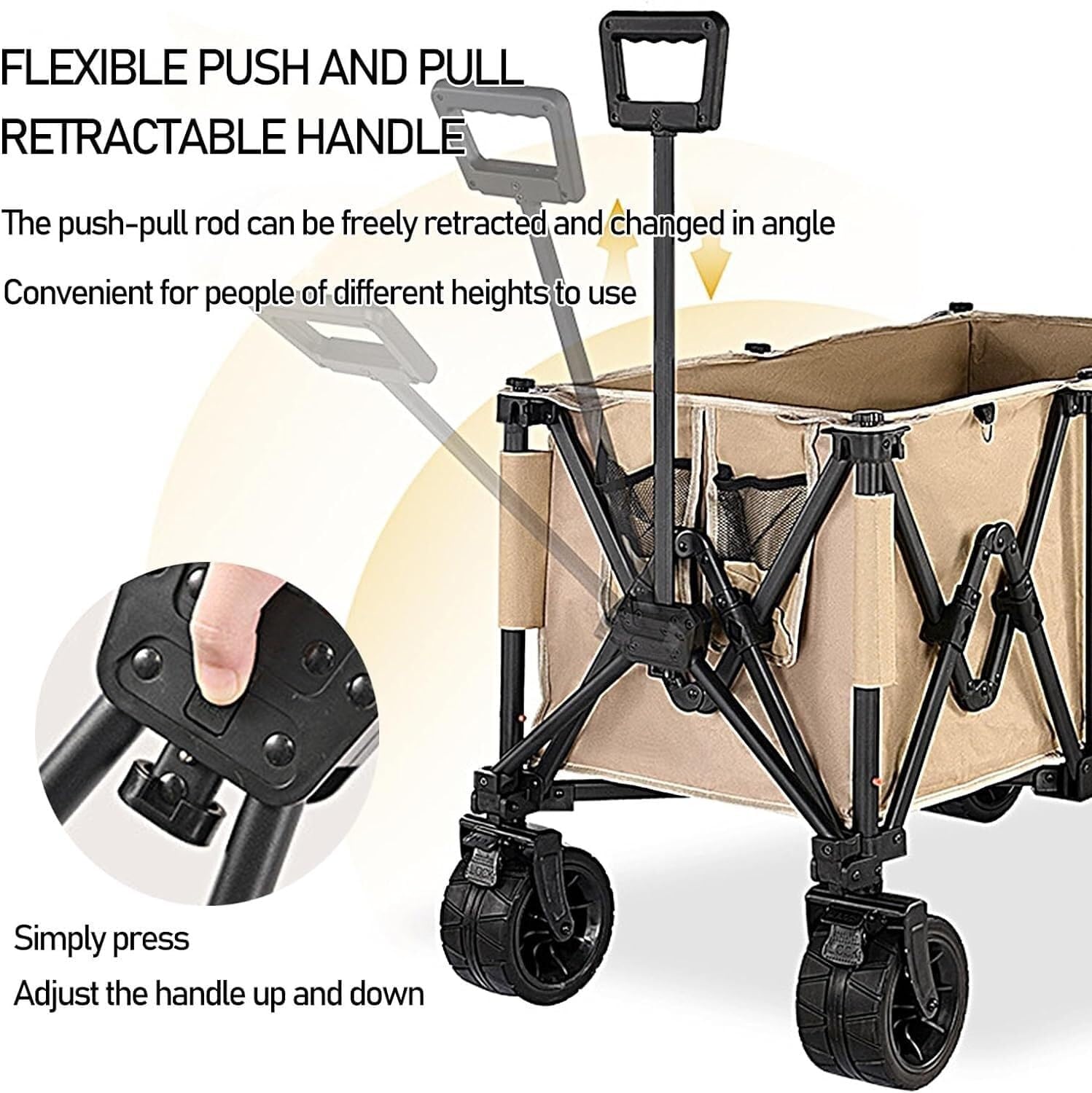 Heavy-duty black collapsible trolley wagon cart with extra-large 260L capacity and all-terrain wheels by ECOTREK