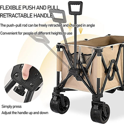 Heavy-duty black collapsible trolley wagon cart with extra-large 260L capacity and all-terrain wheels by ECOTREK