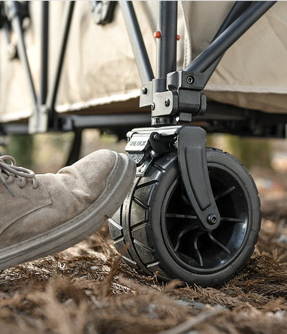 ECOTREK heavy-duty collapsible trolley wagon cart with large 260L capacity and all-terrain wheels, shown in black.