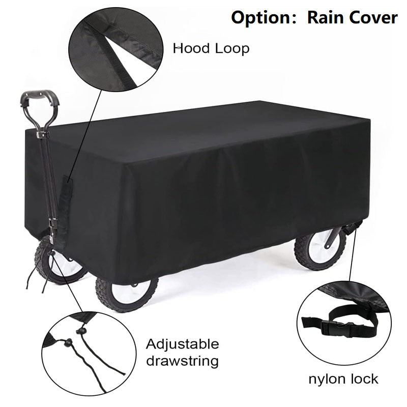 ECOTREK heavy-duty collapsible trolley wagon cart with extra-large 260L capacity and all-terrain wheels in black.