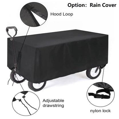 ECOTREK heavy-duty collapsible trolley wagon cart with extra-large 260L capacity and all-terrain wheels in black.