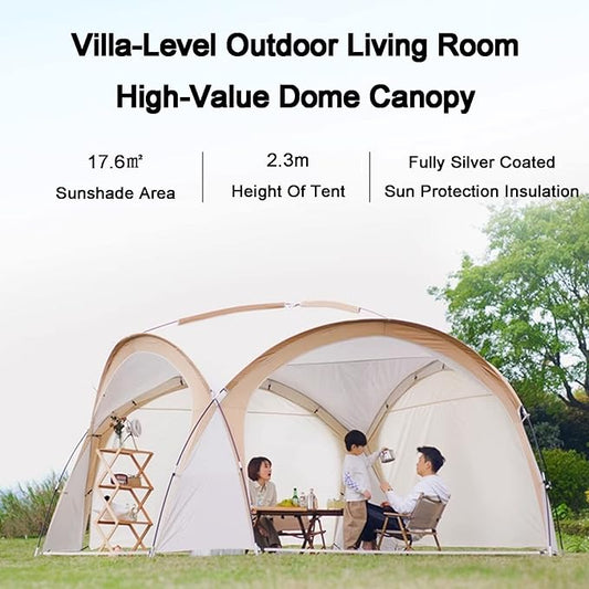 ECOTREK dome canopy gazebo tent with two sidewalls, 4.2m x 4.2m x 2.3m, ideal for outdoor shade and shelter.
