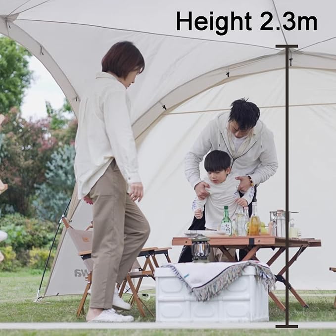 ECOTREK dome canopy gazebo tent with two sidewalls, measuring 4.2 × 4.2 × 2.3 meters, ideal for outdoor shading.