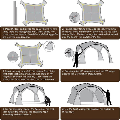 ECOTREK dome canopy gazebo tent with two sidewalls, measuring 4.2 x 4.2 x 2.3 meters, ideal for outdoor shade and shelter