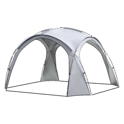 Beige ECOTREK party tent canopy with UPF50+ sun protection, measuring 320x320x205 cm, suitable for family outdoor gatherings.