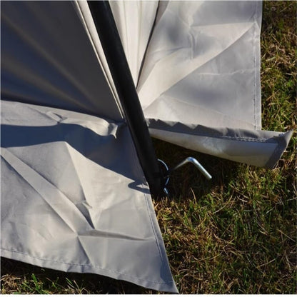 Black ECOTREK mosquito-proof canopy with mesh screen for portable beach and camping tent, providing insect protection outdoors.