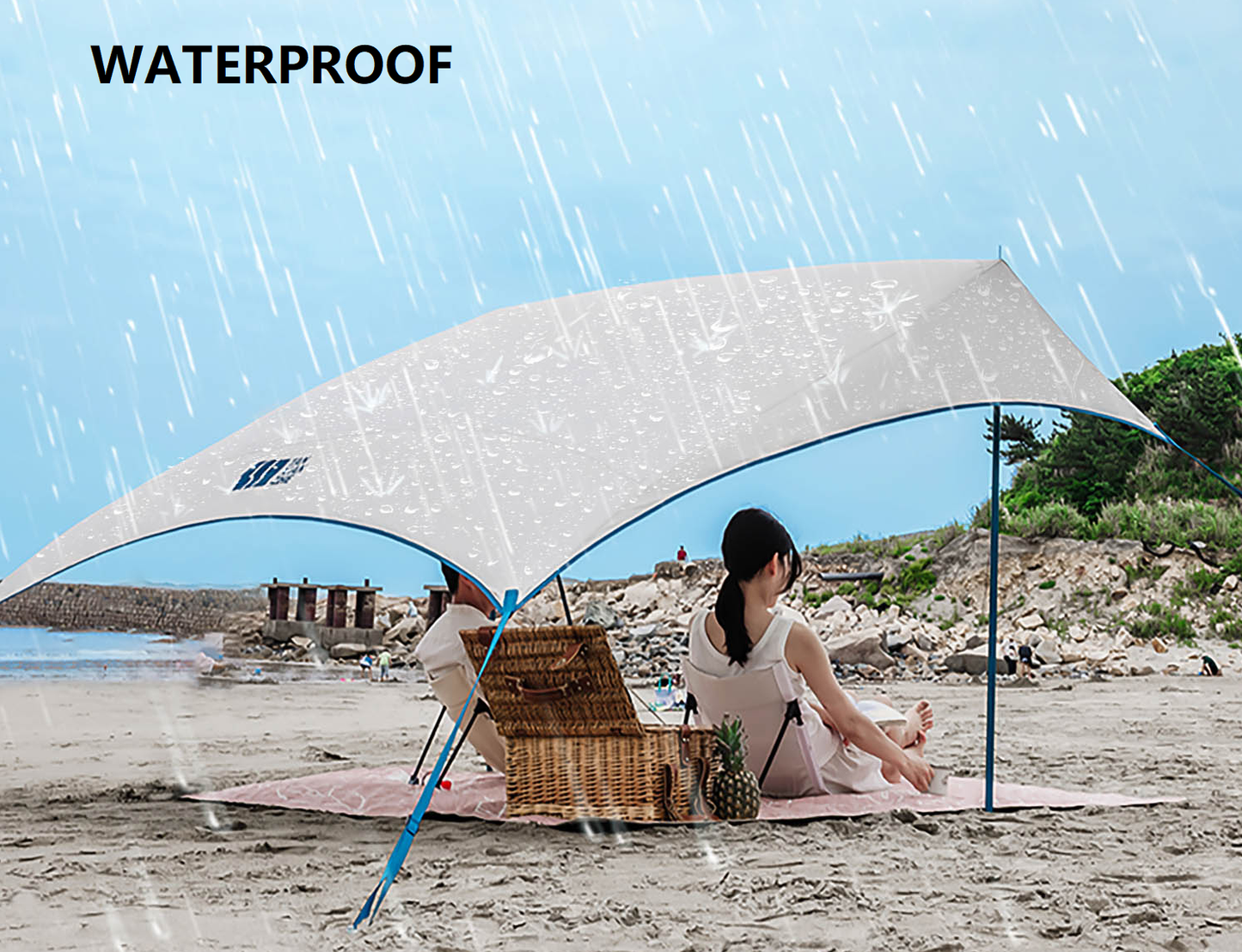 ECOTREK ultra-lightweight outdoor camping canopy tent with silver coating providing shade and protection in a natural outdoor setting.
