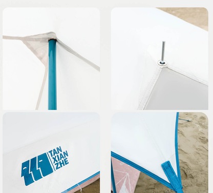 ECOTREK ultra-lightweight outdoor camping canopy tent with silver coating providing shade and protection during camping trips.