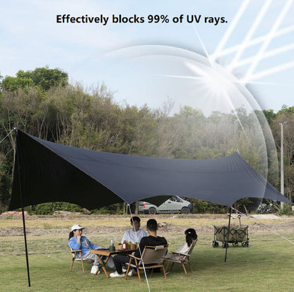 ECOTREK portable black-glue coating canopy, medium size, outdoor sun shelter perfect for camping and beach use.