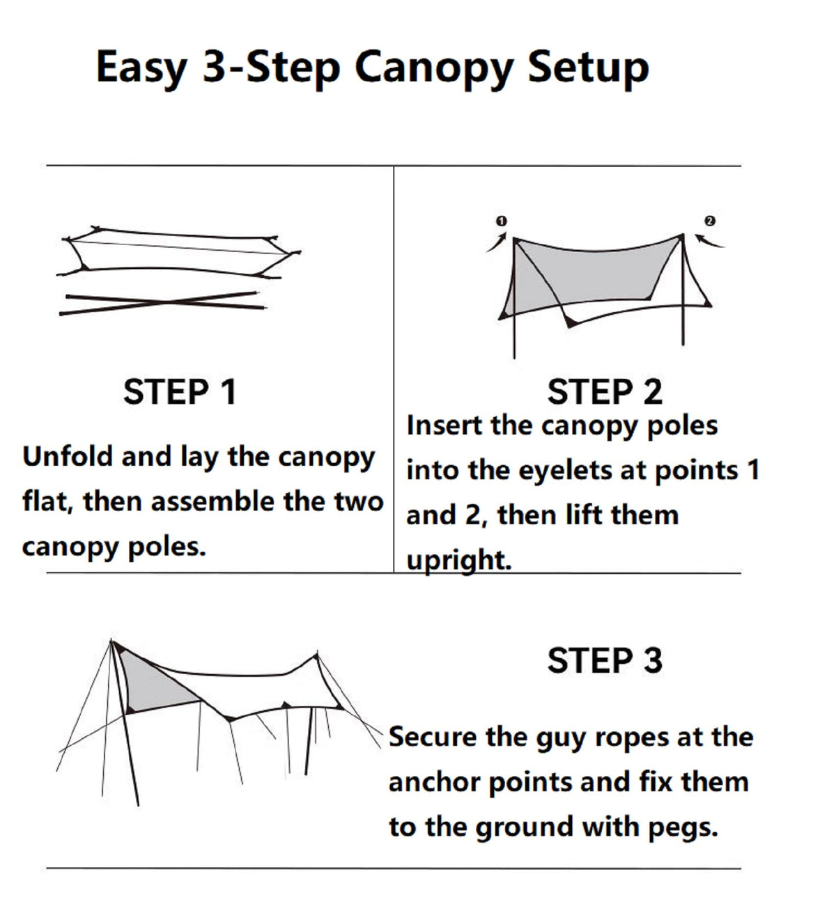 ECOTREK portable black-glue coated camping canopy, off-white canopy for beach and outdoor sun shelter.