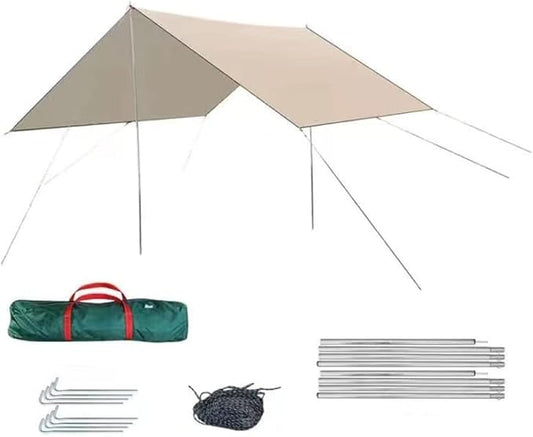 Green square ECOTREK waterproof sun shade sail canopy for outdoor garden, patio, and party protection.