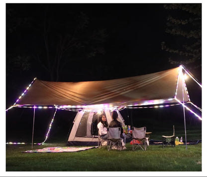 Green square ECOTREK waterproof outdoor canopy for garden, patio, and parties, providing shade and sun protection.