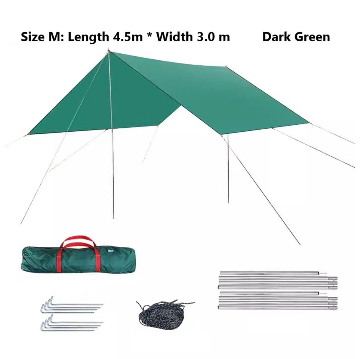 Small green ECOTREK square sun shade sail canopy providing waterproof outdoor coverage for gardens, patios, and outdoor parties.