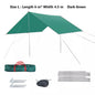 Green square ECOTREK waterproof sun shade sail canopy for garden, patio, and outdoor parties, providing shade and weather protection.