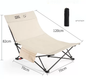 ECOTREK black portable folding beach chair with enhanced size and comfort, suitable for relaxing on the beach or outdoors.