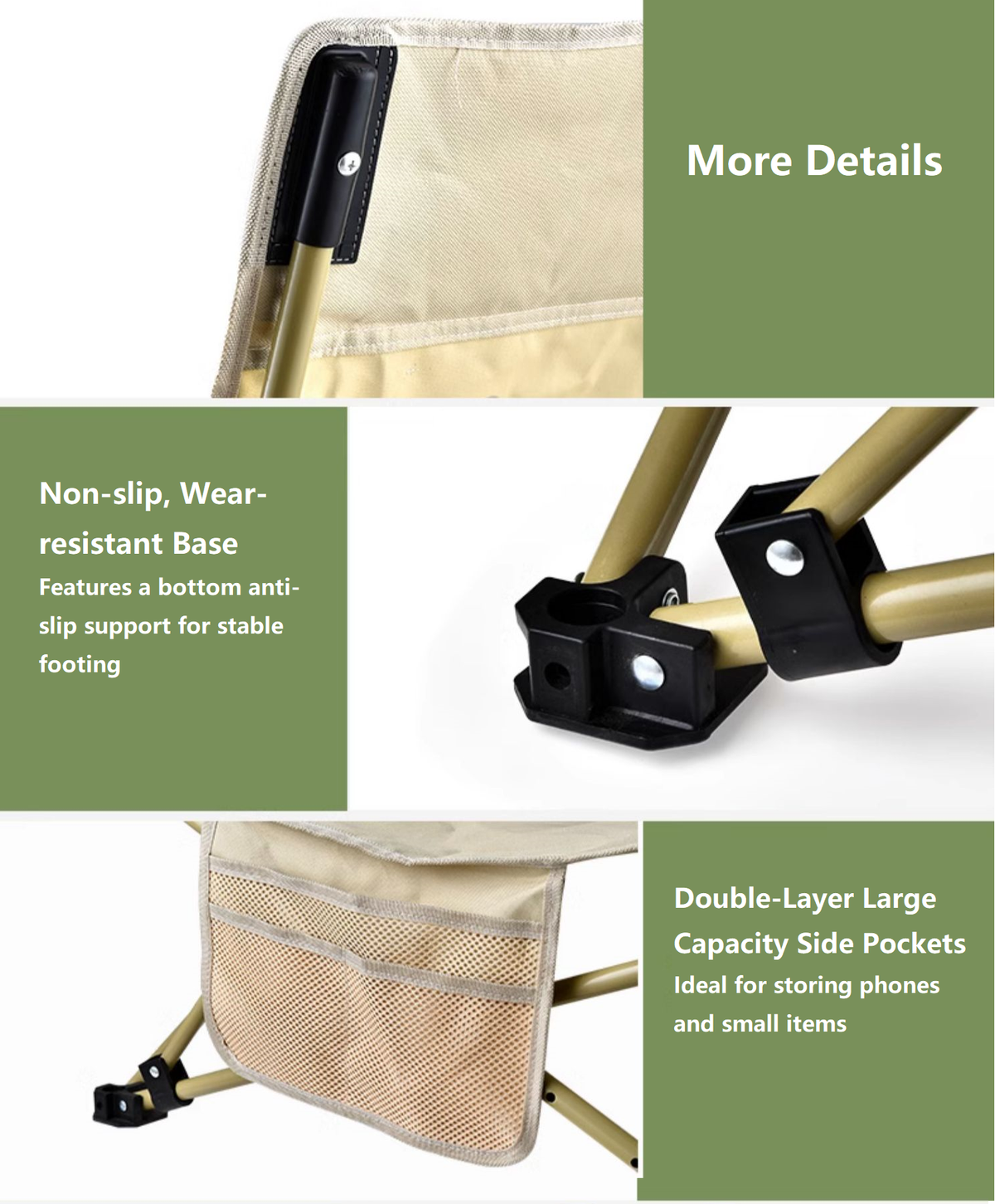 Black ECOTREK portable folding beach chair with enhanced size and comfort, featuring a sturdy frame and padded seat for outdoor relaxation.