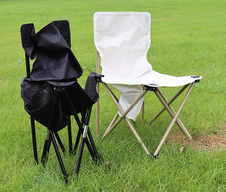 Black ECOTREK ultralight portable folding chair for camping, fishing, and picnics, showing a compact and lightweight outdoor seat.