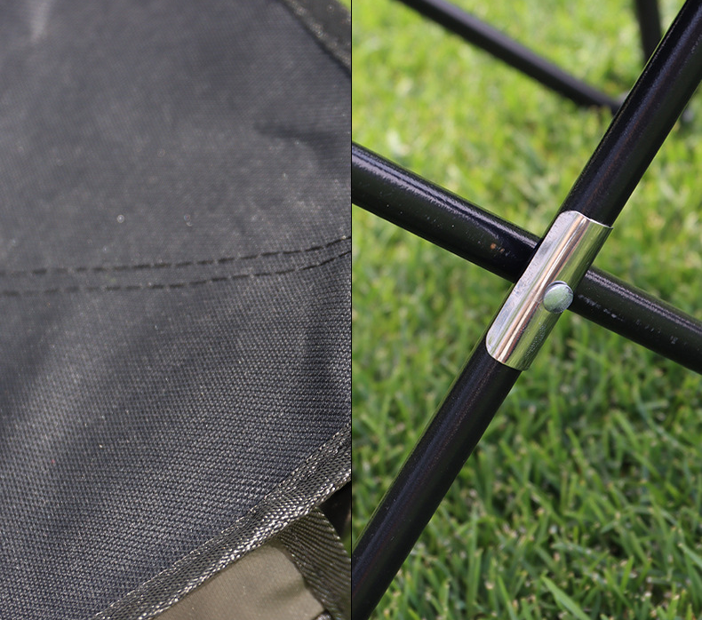 Black ECOTREK ultralight portable folding chair for camping, fishing, and picnics, shown folded and ready for outdoor use.