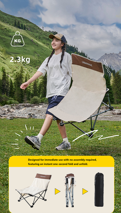 Green ECOTREK outdoor folding chair and lounger with a lightweight, portable design suitable for outdoor relaxation and camping.
