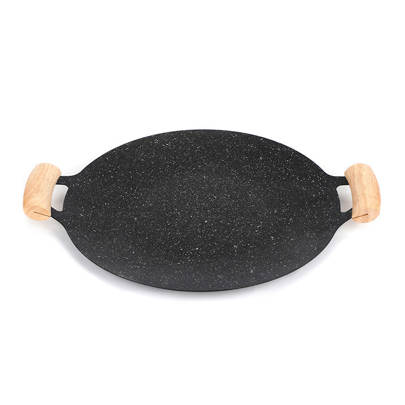 ECOTREK 30cm portable barbecue plate with non-stick surface, ideal for outdoor cooking and grilling.