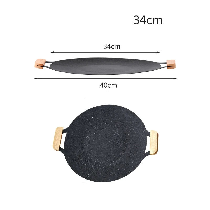 ECOTREK 30cm portable barbecue plate with non-stick surface, ideal for outdoor cooking and grilling.