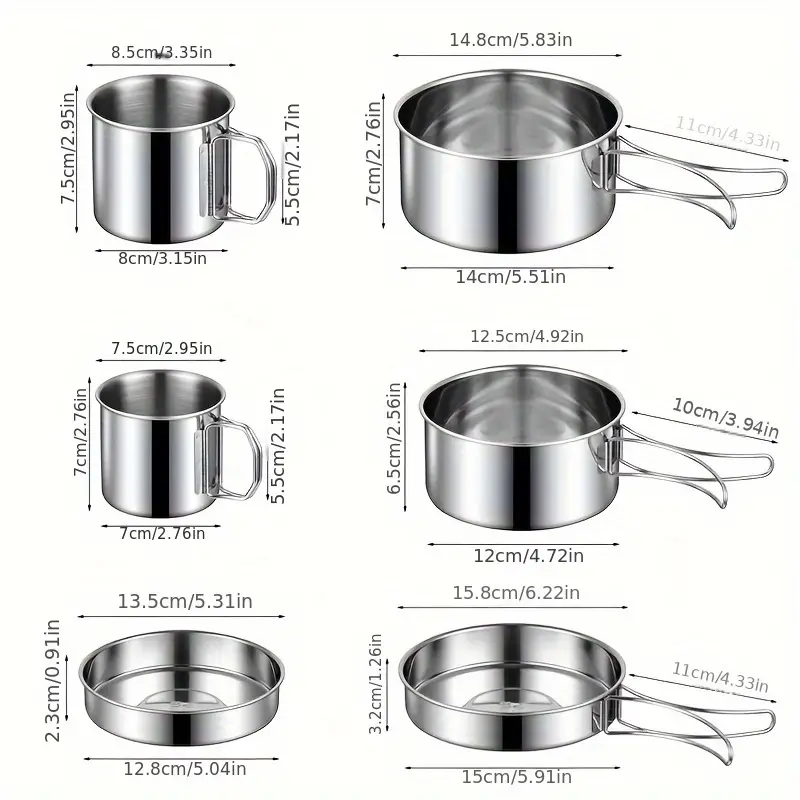 ECOTREK outdoor cookware set made of 304 stainless steel, includes camping utensils and cookware for outdoor cooking.