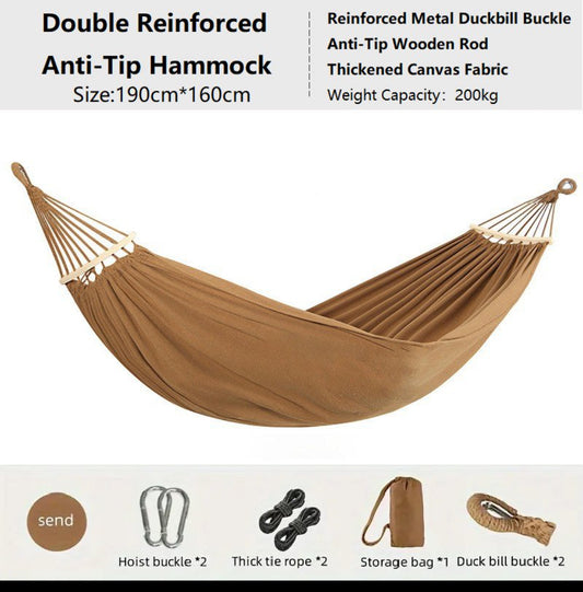 ECOTREK double reinforced anti-tip hammock with sturdy fabric and reinforced edges for added stability and safety.